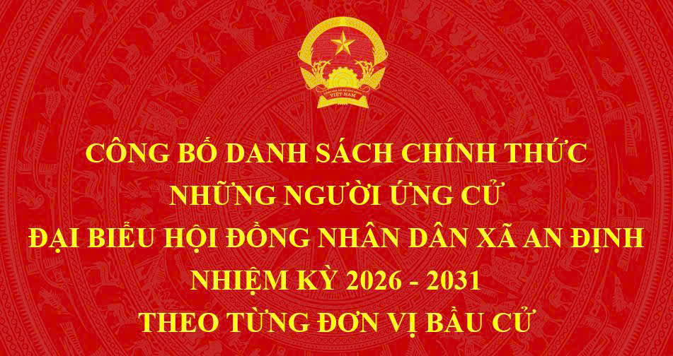 DANH SÁCH CHÍNH THỨC NHỮNG NGƯỜI ỨNG CỬ ĐẠI BIỂU HỘI ĐỒNG NHÂN DÂN XÃ AN ĐỊNH, KHÓA XIII NHIỆM KỲ 2026-2031